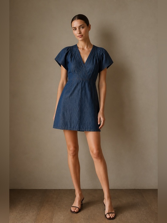Dresses & Skirts - Derek Lam 10 Crosby Denim V-Neck Short Sleeve Dress - Blue. Sz 4 NWT